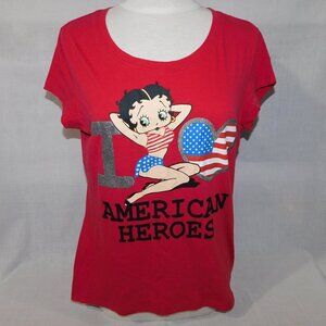Betty Boop I LOVE American Heros Red Yourth Girls XL 16-18 T Shirt 2011